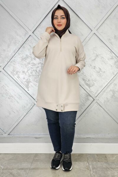 KADIN ÇIT ÇIT DETAYLI TESETTÜR TUNİK TAŞ - 4 BEDEN