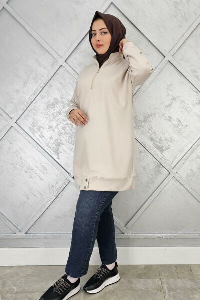 KADIN ÇIT ÇIT DETAYLI TESETTÜR TUNİK TAŞ - 4 BEDEN