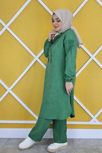 PYS KADIN DÜĞME VE BAĞUCU DETAYLI TESETTÜR TAKIM BENETTON - 5 BEDEN