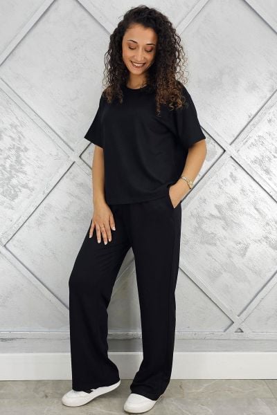 PYS KADIN KISA KOLLU TESETTÜR TAKIM SİYAH - 2XL