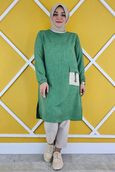 KADIN CEP PÜSKÜL DETAYLI TESETTÜR TUNİK M24200266-080 BENETTON - 2XL