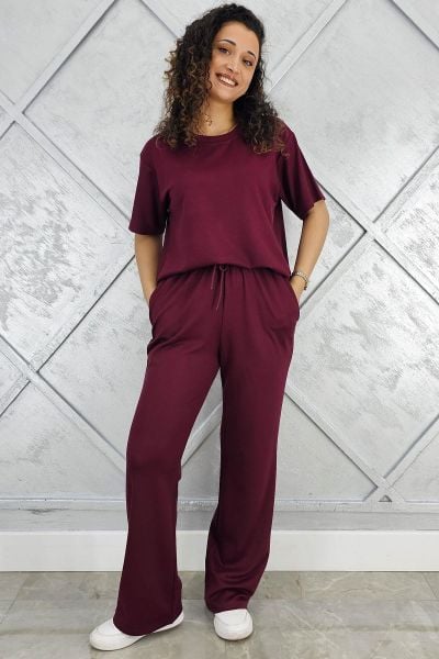 KADIN KISA KOLLU TESETTÜR TAKIM BORDO - XL