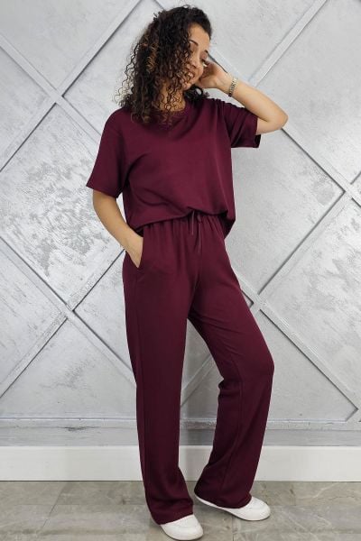KADIN KISA KOLLU TESETTÜR TAKIM BORDO - XL