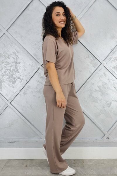 KADIN KISA KOLLU TESETTÜR TAKIM VİZON - 2XL