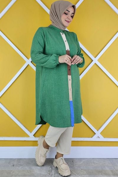 KADIN KOMBİN DETAYLI TESETTÜR GÖMLEK BENETTON - 2 BEDEN