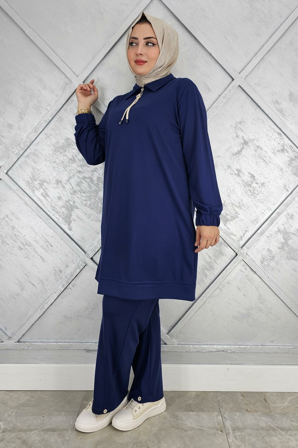 KADIN DÜĞME DETAYLI TESETTÜR TAKIM PARLEMENT - 5 BEDEN