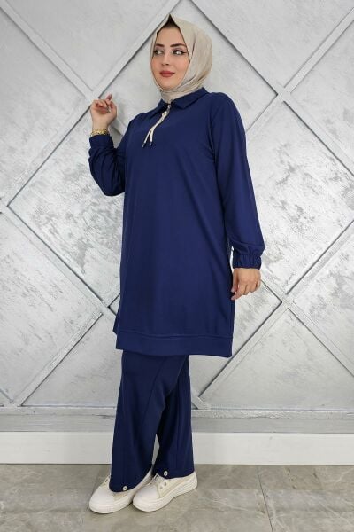 KADIN DÜĞME DETAYLI TESETTÜR TAKIM PARLEMENT - 3 BEDEN