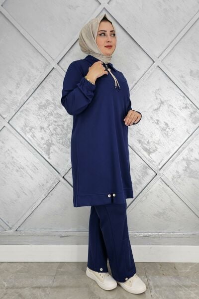 KADIN DÜĞME DETAYLI TESETTÜR TAKIM PARLEMENT - 3 BEDEN