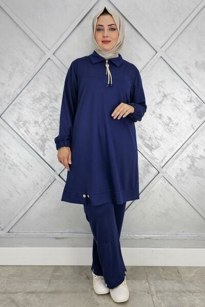 KADIN DÜĞME DETAYLI TESETTÜR TAKIM PARLEMENT - 3 BEDEN