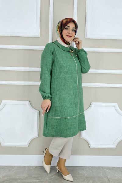 KADIN KOMBİN BİYE VE YAKA AKSESUARLI TESETTÜR TUNİK BENETTON - 2 BEDEN