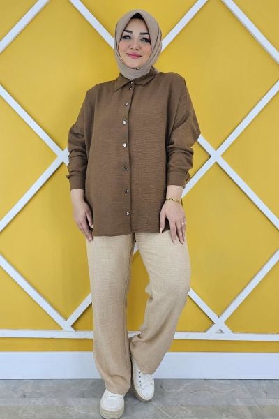 KADIN BEL LASTİKLİ TESETTÜR PANTOLON BEJ - 2 BEDEN