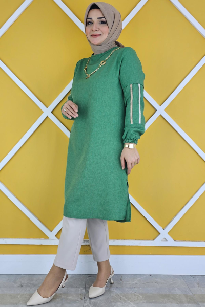 MYSTIL KADIN KOLARI DETAYLI KOLYELİ TESETTÜR TUNİK BENETTON - XL