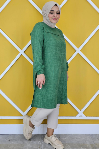 KADIN NERVÜR DİKİM VE TAŞ DETAYLI TESETTÜR TUNİK BENETTON - XL