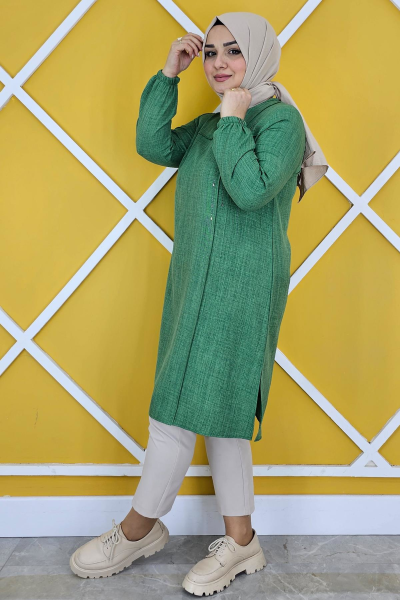 KADIN NERVÜR DİKİM VE TAŞ DETAYLI TESETTÜR TUNİK BENETTON - 2XL