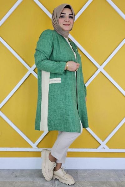 KADIN BROŞ DETAYLI KİMONO TESETTÜR TAKIM BENETTON - 5 BEDEN