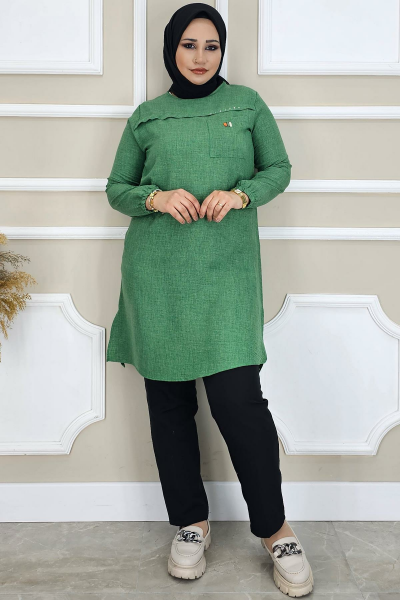 KADIN ALLER VE TAŞ DETAYLI TESETTÜR TUNİK BENETTON - XL