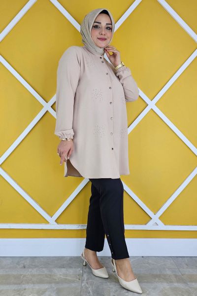 KADIN RİVET DETAYLI PANTOLON SİYAH - 48