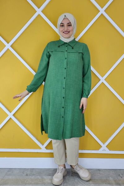 KADIN ALLER ÜZERİ AKSESUARLI TESETTÜR GÖMLEK BENETTON - 2 BEDEN