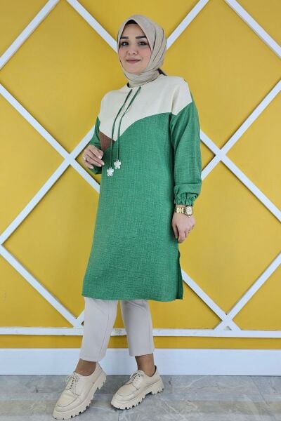 KADIN BAĞUCU VE KOMBİN DETAYLI TESETTÜR TUNİK BENETTON - XL