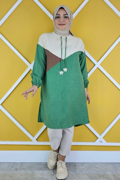 KADIN BAĞUCU VE KOMBİN DETAYLI TESETTÜR TUNİK BENETTON - XL