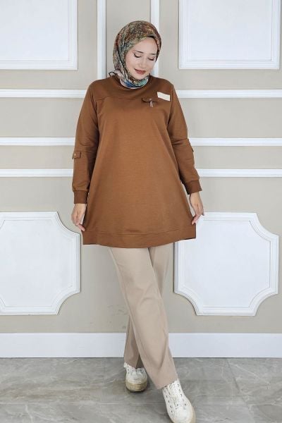 KADIN SALLANTI AKSESUAR DETAYLI TESETTÜR TUNİK TABA - XL