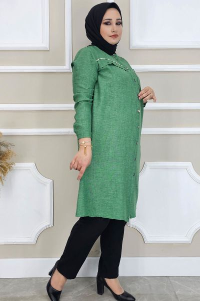 KADIN BİYE DETAYLI TESETTÜR GÖMLEK BENETTON - 5 BEDEN