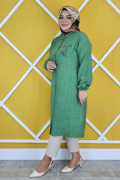 PYS KADIN CEP DİKİM DETAYLI TESETTÜR GÖMLEK BENETTON - 3 BEDEN