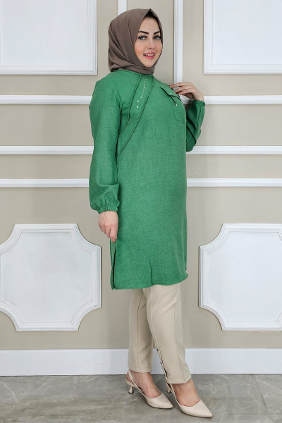 KADIN ALLER TAŞ DETAYLI TESETTÜR TUNİK BENETTON - 3XL