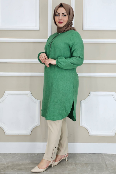 MYSTIL KADIN NERVÜR VE TAŞ DETAYLI TESETTÜR TUNİK BENETTON - 2XL