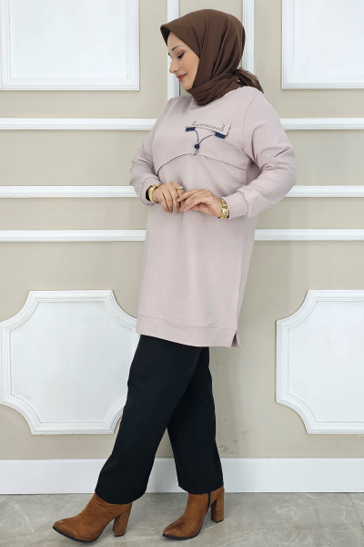 KADIN ALLER DİKİM TESETTÜR TUNİK BEJ - XL