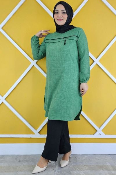 KADIN ALLER ÜSTÜ AKSESUAR DETAYLI TESETTÜR TUNİK BENETTON - 2XL