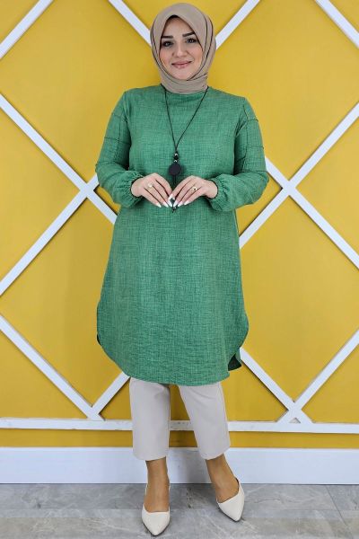 KADIN KOLLARI NERVÜR DETAYLI TESETTÜR TUNİK BENETTON - XL