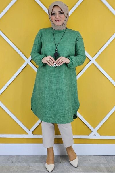 KADIN KOLLARI NERVÜR DETAYLI TESETTÜR TUNİK BENETTON - 2XL