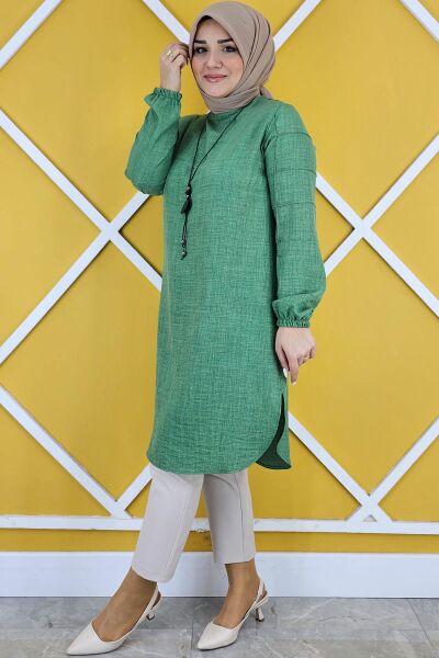 KADIN KOLLARI NERVÜR DETAYLI TESETTÜR TUNİK BENETTON - 2XL