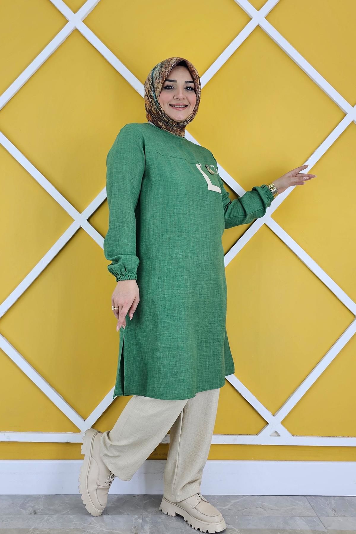 KADIN CEBİ KOMBİN VE PÜSKÜL DETAYLI TESTTÜR TUNİK BENETTON - XL