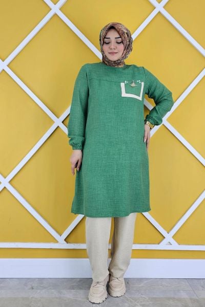 KADIN CEBİ KOMBİN VE PÜSKÜL DETAYLI TESTTÜR TUNİK BENETTON - XL