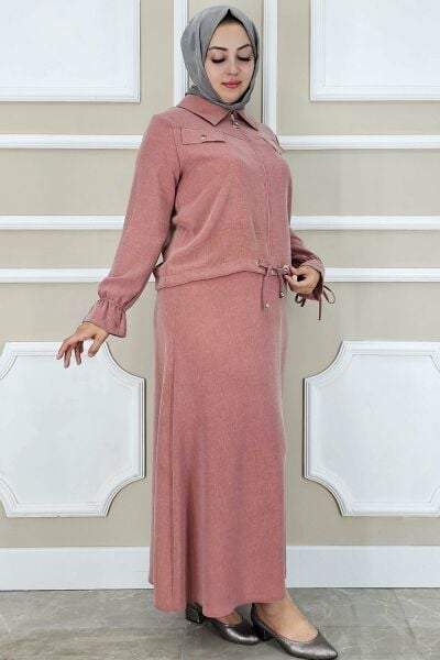 PYS KADIN MANŞETİ BAĞ İPLİ TESETTÜR TAKIM GÜL KURUSU - 5 BEDEN