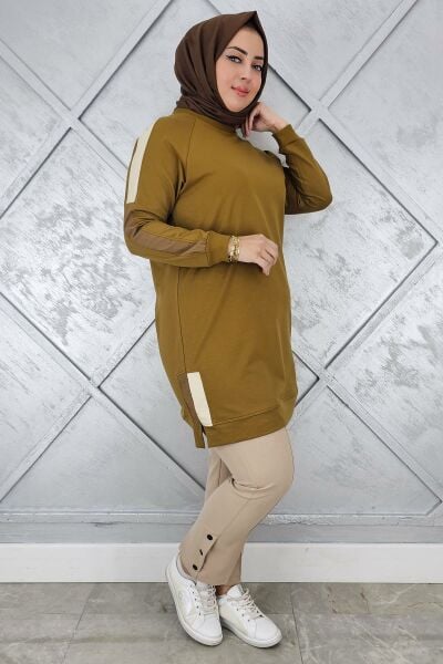 KADIN KOLLARI KOMBİNLİ TESETTÜR TUNİK YAĞ YEŞİLİ - 5 BEDEN