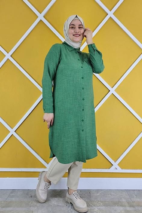 KADIN CEBİ PÜSKÜL DETAYLI TESETTÜR GÖMLEK BENETTON - 3 BEDEN