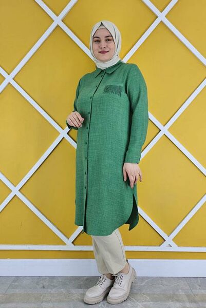 KADIN CEBİ PÜSKÜL DETAYLI TESETTÜR GÖMLEK BENETTON - 2 BEDEN