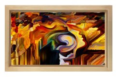 Soyut Reprodüksiyon Tablosu Naturel Ahşap - 45x30