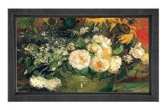 Reprodüksiyon Vazo Tablosu Siyah Ahşap - 50x70