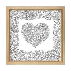 Kalpli Desen Boyama Tablo Tablosu Naturel Ahşap Çerçeve - 40x40