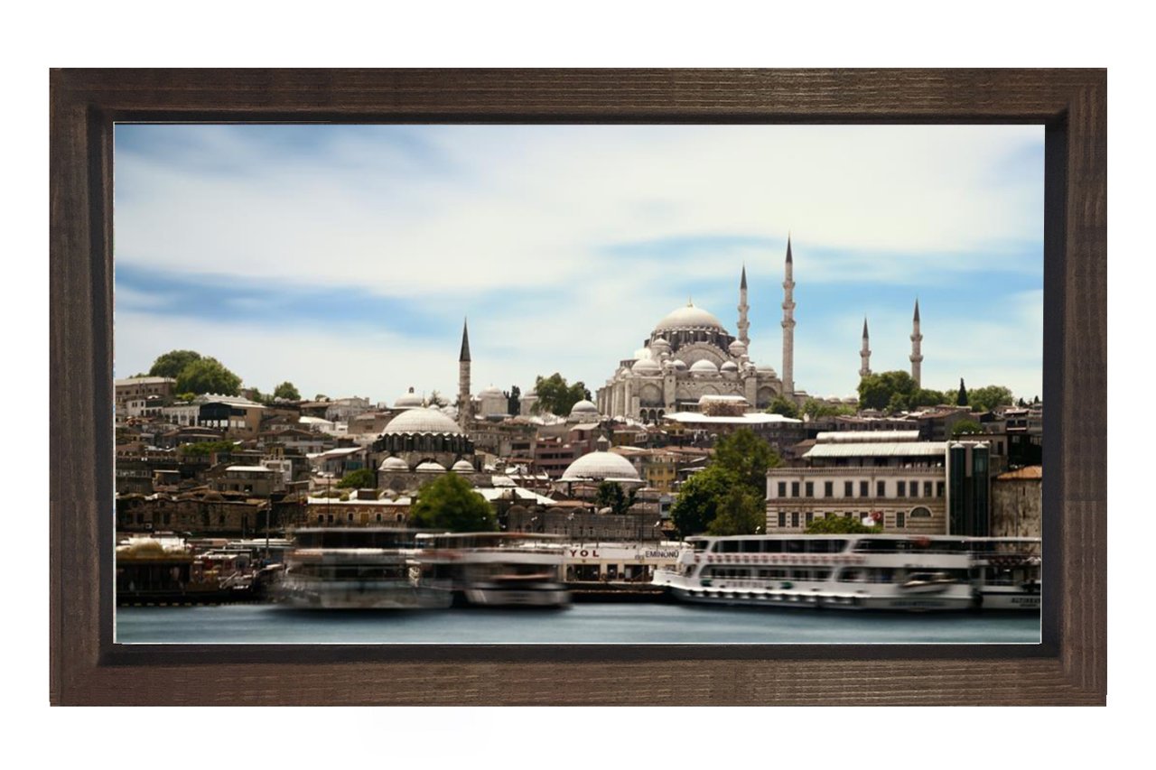 Süleymaniye Camii Tablosu Kahverengi Ahşap Çerçeve - 50x70