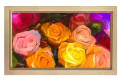 Gül Çiçekleri Tablo Tablosu Naturel Ahşap Çerçeve - 40x60