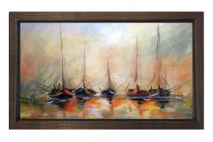 Soyut Gemiler Tablosu Kahverengi Ahşap - 70x100