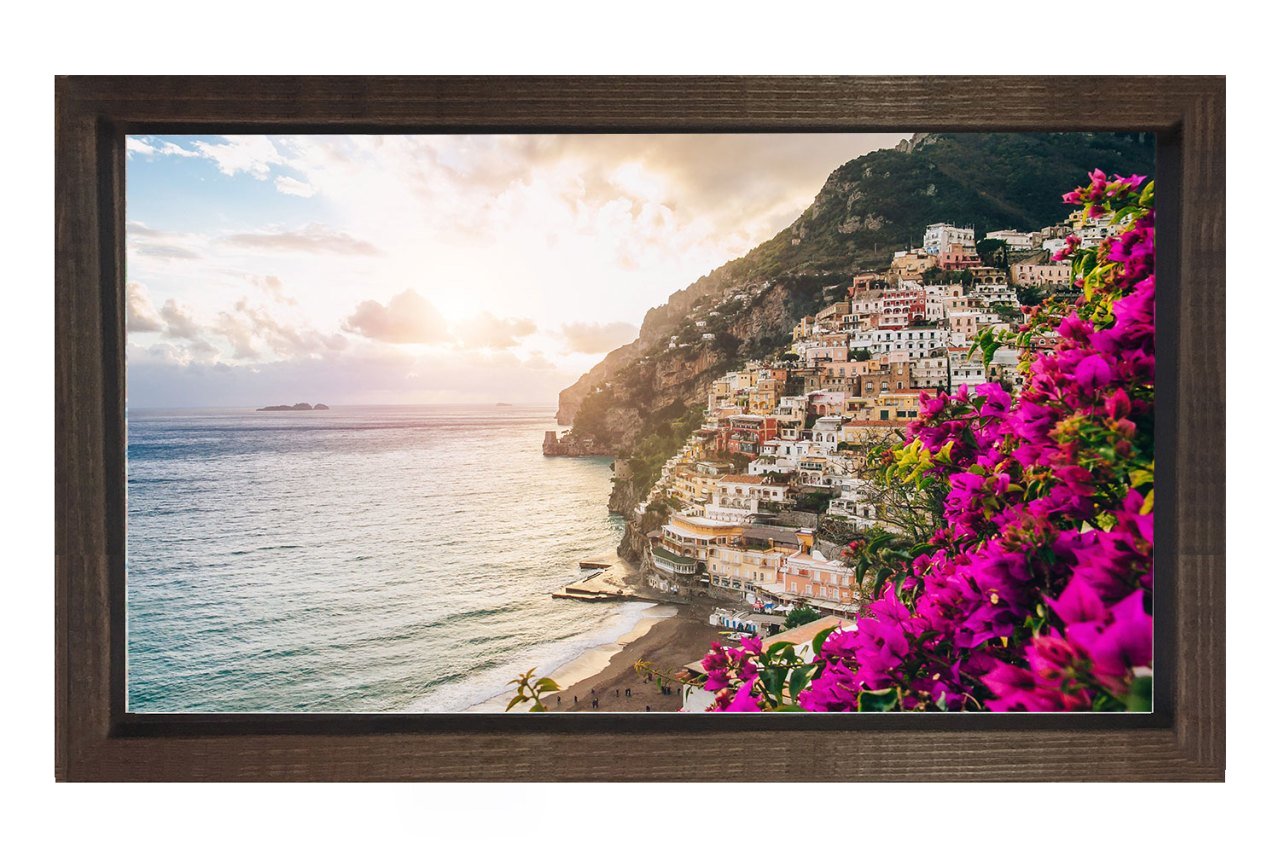 Kıyı Ve Şehir Manzarası Tablosu Kahverengi Ahşap - 45x30