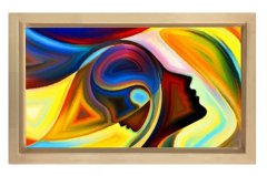 Soyut Reprodüksiyon Tablosu Naturel Ahşap - 50x70