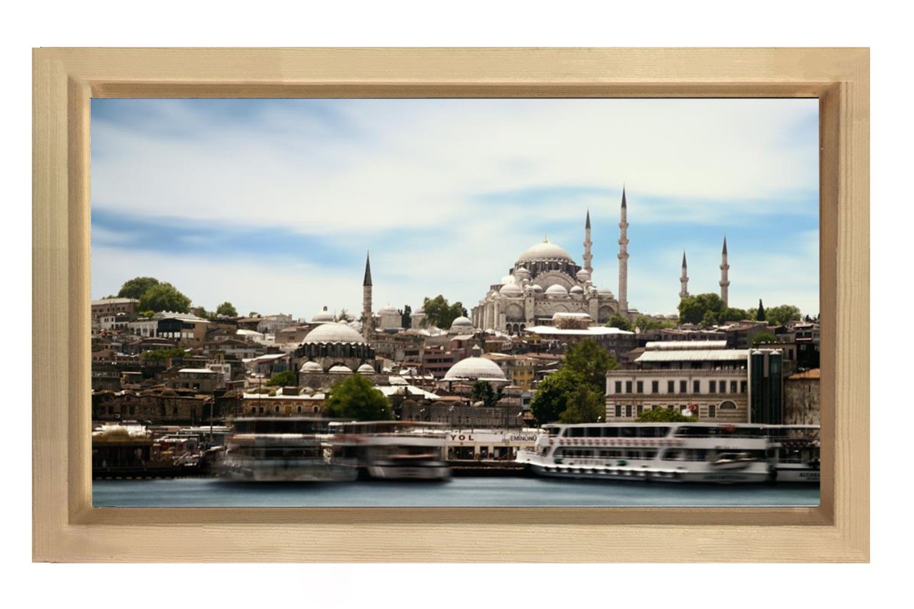 Süleymaniye Camii Tablosu Naturel Ahşap Çerçeve - 70x100