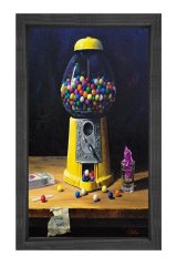 Sakız makinesi Tablosu Siyah Ahşap - 40x60